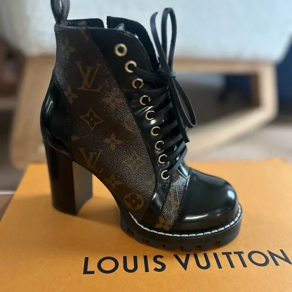 Louis Vuitton Monogram Black and Brown Ankle Booties - Picture 2 of 5